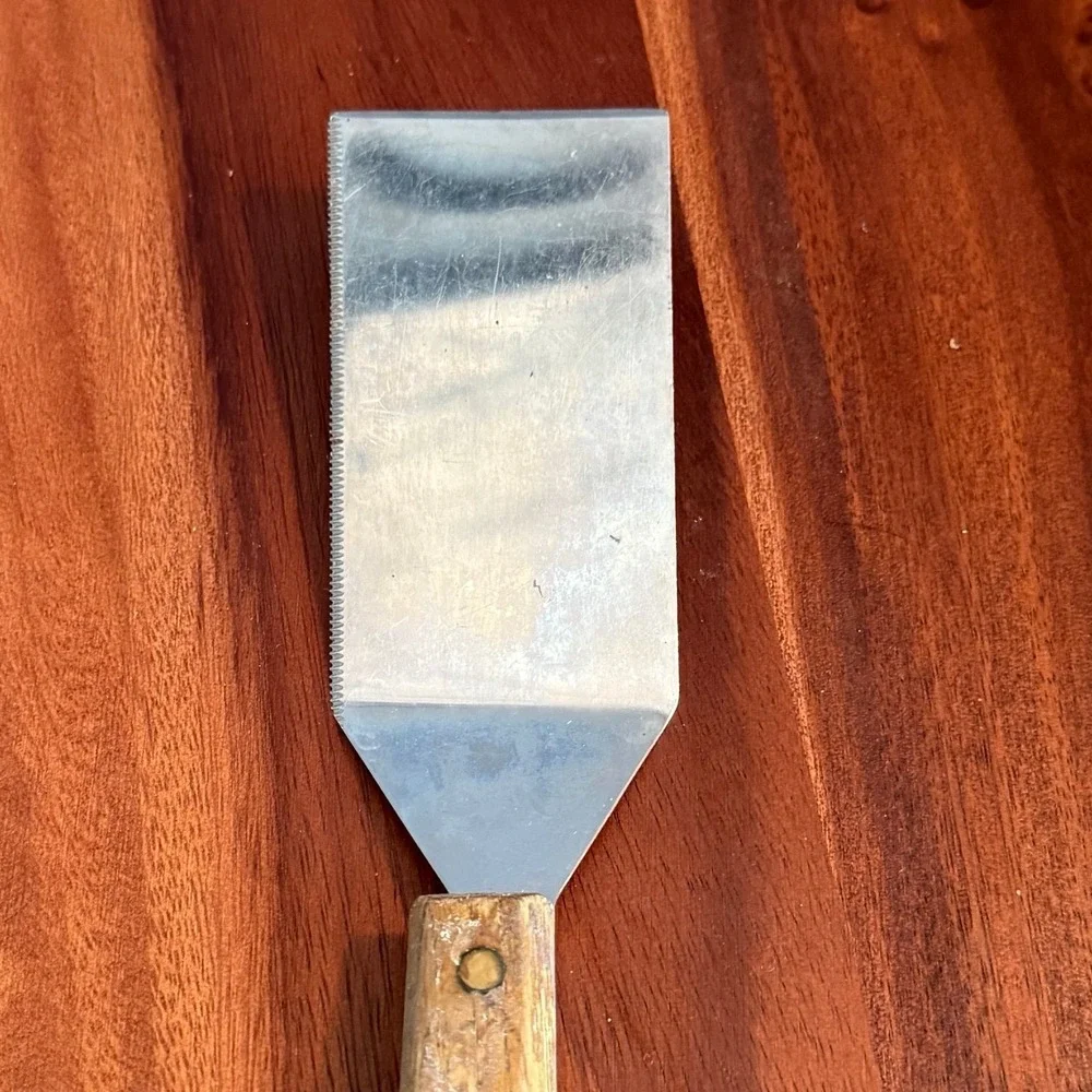 Vintage Old Homestead Stainless Serrated Spatula Wood Handle Japan